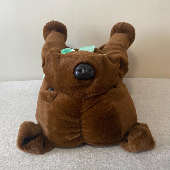 NWOT Shoppers Drug Mart Valentine's Day XOXO Brown Bulldog Teal Bow 14" - Picture 5 of 7